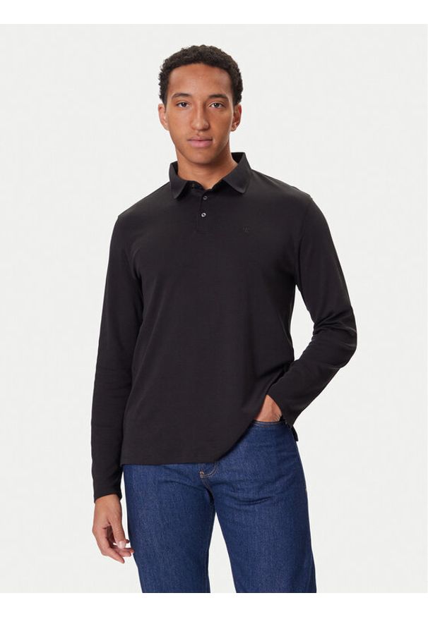 Calvin Klein Polo LV040EM909 Czarny Regular Fit. Typ kołnierza: polo. Kolor: czarny. Materiał: bawełna