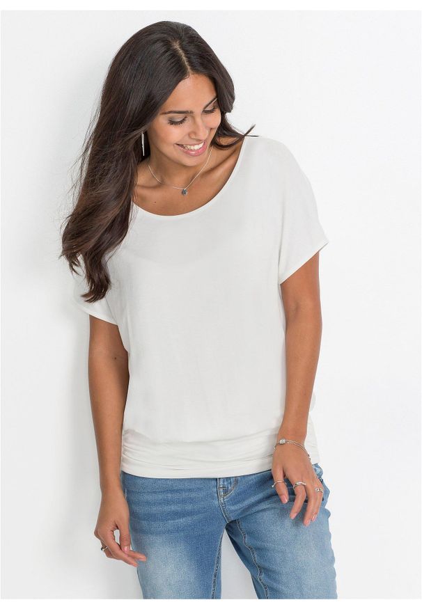 bonprix - T-shirt z miękkiej mieszanki wiskozy. Kolor: biały. Materiał: wiskoza
