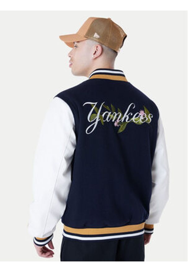 New Era Kurtka bomber Yankees MLB Floral 60596332 Granatowy Regular Fit. Kolor: niebieski. Materiał: wełna