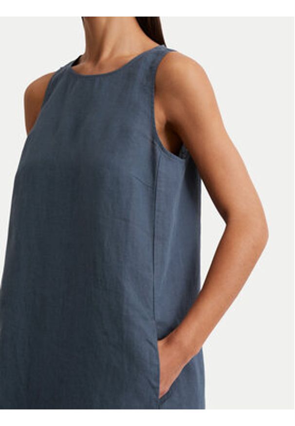 Marc O'Polo Sukienka letnia 516 0324 21237 Niebieski Regular Fit. Typ kołnierza: polo. Kolor: niebieski. Materiał: len. Sezon: lato