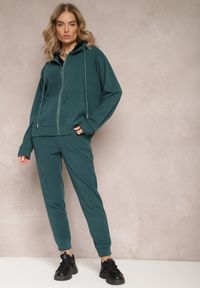 Renee - Zielony Komplet Dresowy 2-częściowy z Bluzą i Spodniami Seraphira. Kolor: zielony. Materiał: dresówka