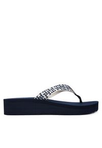 TOMMY HILFIGER - Tommy Hilfiger Japonki Mono Wedge Summer Sandal FW0FW09696 Granatowy. Kolor: niebieski. Materiał: materiał #2