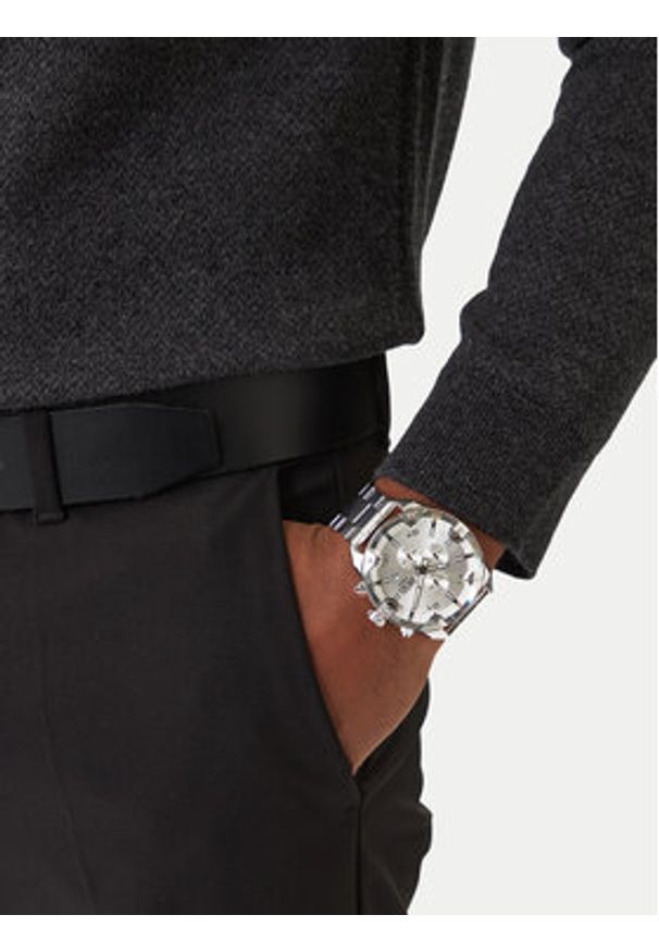 Diesel Zegarek Spiked Chronograph DZ4677 Srebrny. Kolor: srebrny