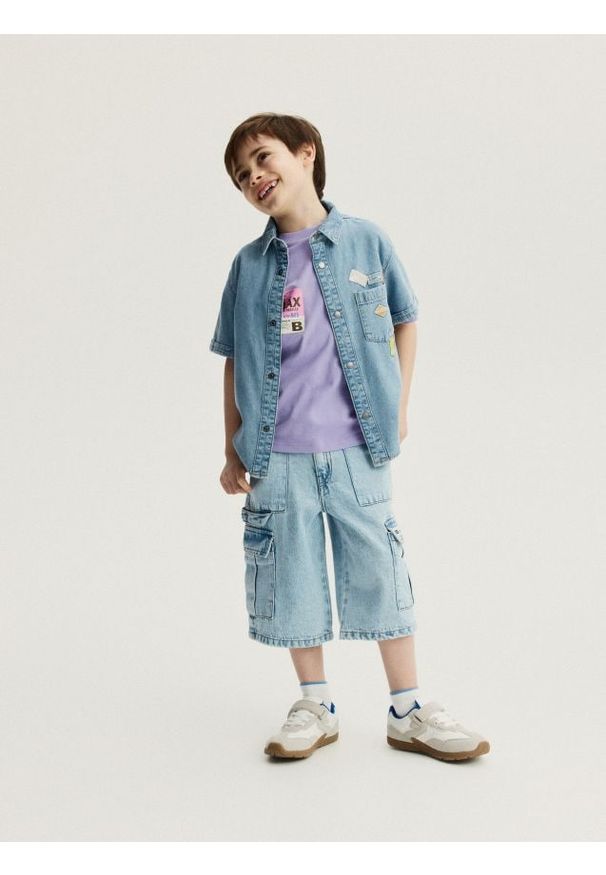 Reserved - Jeansowe szorty - niebieski. Kolor: niebieski. Materiał: jeans