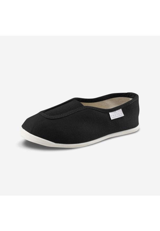 DOMYOS - Buty do gimnastyki dla dzieci Domyos 300. Kolor: biały, czarny, wielokolorowy. Materiał: bawełna. Styl: sportowy