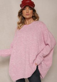 Renee - Różowy Casualowy Sweter Oversize Allethia. Okazja: na co dzień. Kolor: różowy. Sezon: zima. Styl: casual #4