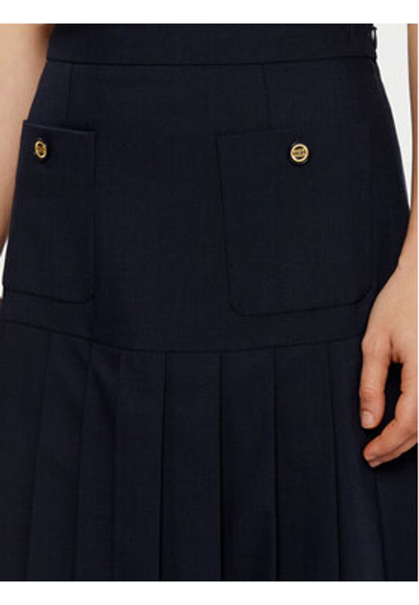 TOMMY HILFIGER - Tommy Hilfiger Spódnica plisowana WW0WW43798 Granatowy Regular Fit. Kolor: niebieski. Materiał: bawełna, syntetyk