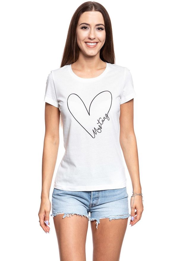 Mustang - MUSTANG T SHIRT DAMSKI Alexia C Print Cloud Dancer 1008935 2020. Wzór: nadruk