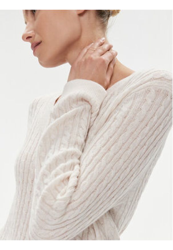 TOMMY HILFIGER - Tommy Hilfiger Sweter WW0WW39887 Beżowy Regular Fit. Kolor: beżowy. Materiał: wełna