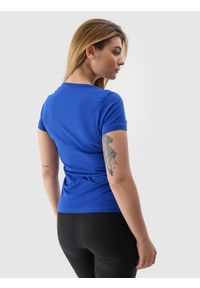 4f - 4F T-shirt slim z nadrukiem damski - niebieski XS. Okazja: na co dzień. Kolor: niebieski. Materiał: jersey, materiał, bawełna, elastan, dzianina. Długość rękawa: krótki rękaw. Długość: krótkie. Wzór: nadruk. Styl: sportowy, casual