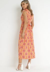 Born2be - Pomarańczowa Rozkloszowana Sukienka Maxi z Gumką w Pasie Branna. Kolor: pomarańczowy. Długość: maxi #3