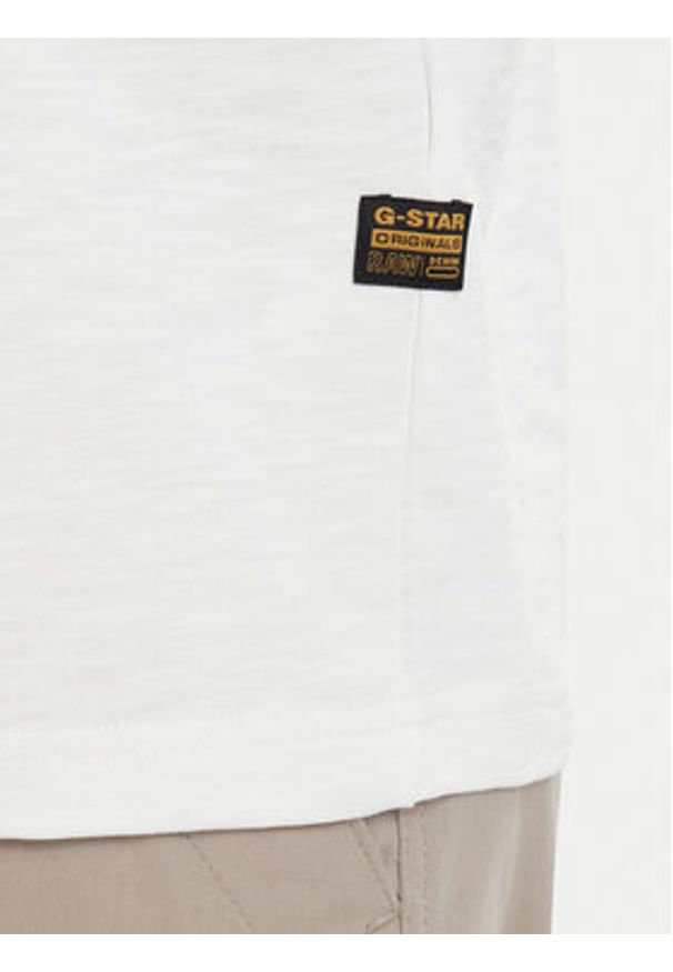 G-Star RAW - G-Star Raw T-Shirt Distressed D28891-E512 Kremowy Regular Fit. Kolor: kremowy. Materiał: bawełna