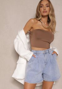Renee - Jasnoniebieskie Szerokie Szorty Jeansowe High Waist Eridessa. Okazja: na co dzień, na spacer. Stan: podwyższony. Kolor: niebieski. Materiał: jeans. Styl: elegancki, casual #4