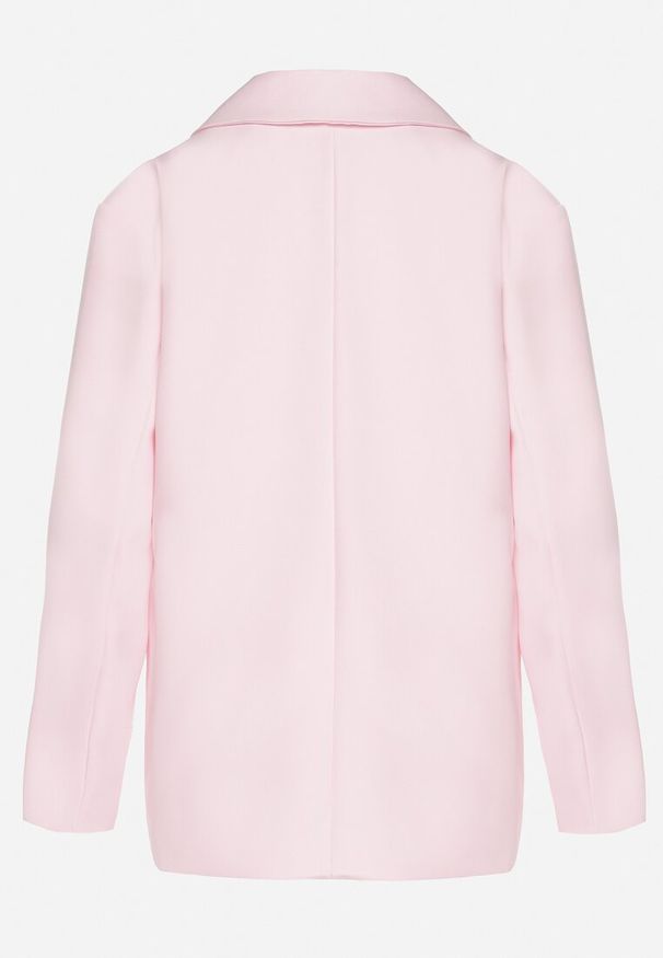 Born2be - Różowa Dwurzędowa Marynarka o Pudełkowym Kroju Oversize Kosalia. Okazja: na co dzień, na spotkanie biznesowe. Kolor: różowy. Materiał: jeans. Styl: biznesowy, casual, elegancki, klasyczny