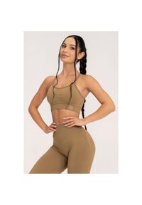 GYM GLAMOUR - Stanik fitness cardio damski Gym Glamour push up 2.0. Kolor: żółty. Rodzaj stanika: push-up. Sport: fitness
