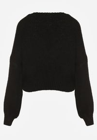 Born2be - Czarny Sweter Oversize z Domieszką Wełny z Oryginalnym Dekoltem Lawedia. Okazja: na co dzień. Kolor: czarny. Materiał: wełna. Styl: klasyczny, casual, elegancki #3