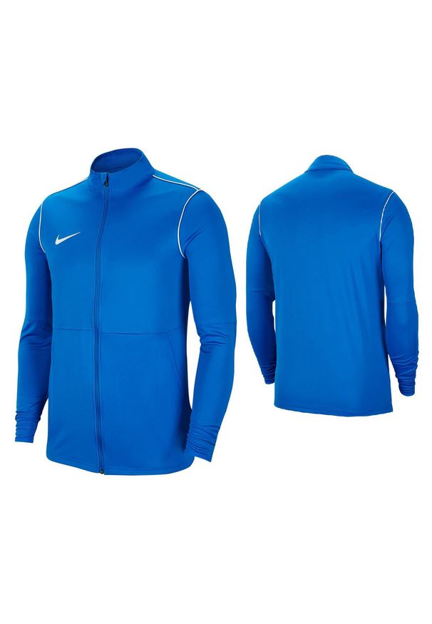 Bluza piłkarska męska Nike Dry Park 20 Dri-Fit rozpinana bez kaptura ze stójką. Typ kołnierza: bez kaptura, kołnierzyk stójkowy. Kolor: niebieski. Technologia: Dri-Fit (Nike). Sport: piłka nożna