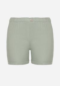 Born2be - Zielone Casualowe Szorty z Lnem z Gumką w Talii Filowena. Okazja: na co dzień. Kolekcja: plus size. Kolor: zielony. Materiał: len. Styl: casual #6