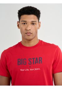 Big-Star - Koszulka męska o klasycznym kroju Bruno 603. Okazja: na co dzień. Kolor: czerwony. Materiał: bawełna. Wzór: nadruk. Styl: klasyczny #6