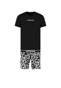 Emporio Armani Underwear Piżama EM000400 AF10794 FC143 Czarny Regular Fit. Kolor: czarny. Materiał: bawełna