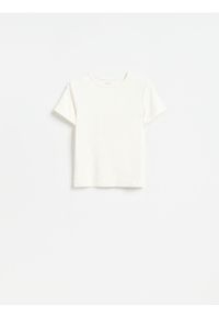 Reserved - T-shirt z modalem - biały. Kolor: biały. Materiał: dzianina
