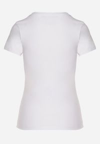 Born2be - Biało-Niebieski T-shirt z Bawełny z Ozdobnym Nadrukiem Zaromeira. Okazja: na co dzień. Kolor: biały. Materiał: bawełna. Wzór: nadruk. Styl: klasyczny, elegancki, casual #4