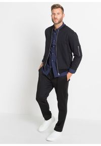 bonprix - Koszula z długim rękawem, Slim Fit, z czystej bawełny. Kolor: niebieski. Materiał: bawełna. Długość rękawa: długi rękaw. Długość: długie. Wzór: nadruk #2