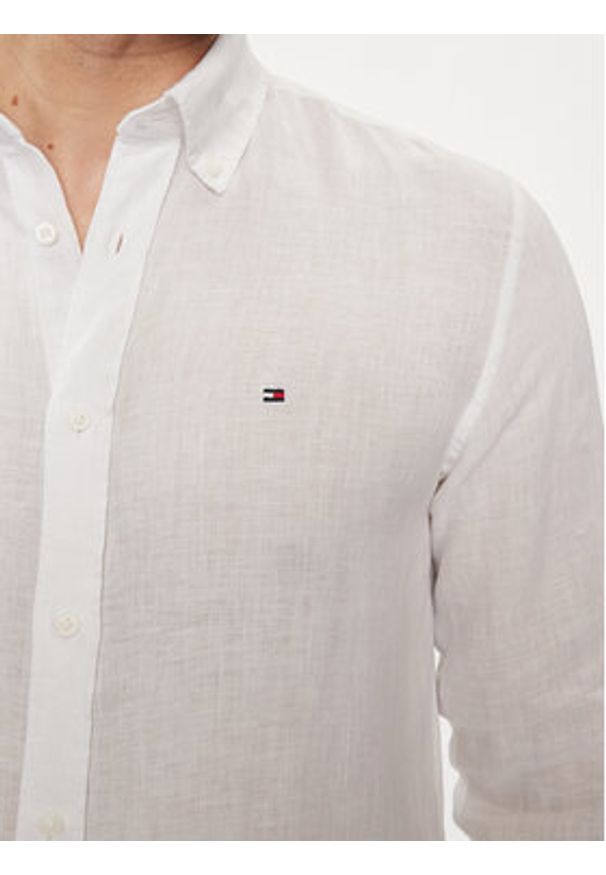 TOMMY HILFIGER - Tommy Hilfiger Koszula MW0MW34602 Biały Regular Fit. Kolor: biały. Materiał: len