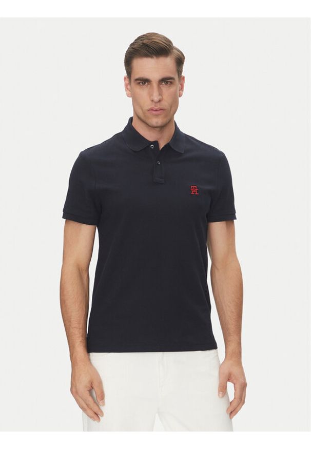 TOMMY HILFIGER - Tommy Hilfiger Polo MW0MW33167 Granatowy Regular Fit. Typ kołnierza: polo. Kolor: niebieski. Materiał: bawełna