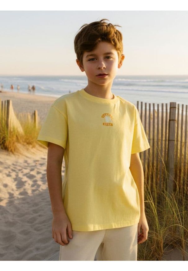 Sinsay - Koszulka z nadrukiem na plecach - żółty. Kolor: żółty. Wzór: nadruk