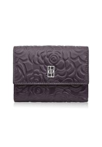 PAOLO PERUZZI - Portfel damski skórzany burgundowy w orientacji poziomej RFID Paolo Peruzzi AL-15-BGD. Kolor: czerwony. Materiał: skóra. Wzór: aplikacja, kwiaty #1