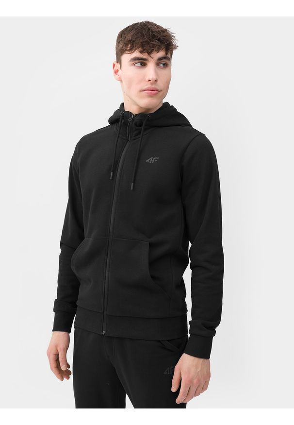 4f - 4F Bluza dresowa rozpinana z kapturem męska XS. Okazja: na co dzień. Typ kołnierza: kaptur. Kolor: czarny. Materiał: dresówka. Styl: casual
