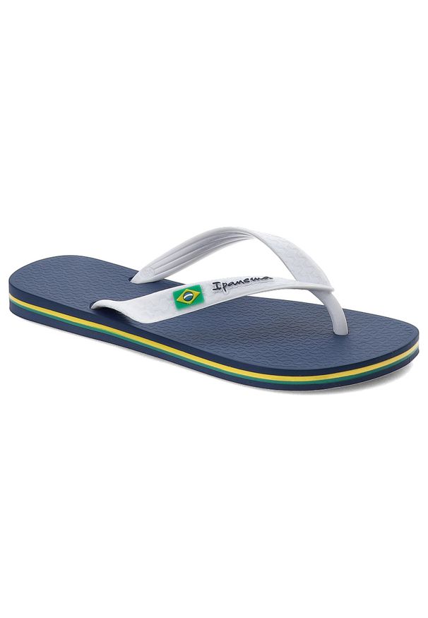 Niebieskie Japonki Ipanema Wygodne Obuwie Damskie. Okazja: na co dzień, na plażę, na spacer. Kolor: niebieski. Materiał: materiał. Wzór: paski. Sezon: lato. Styl: casual, klasyczny