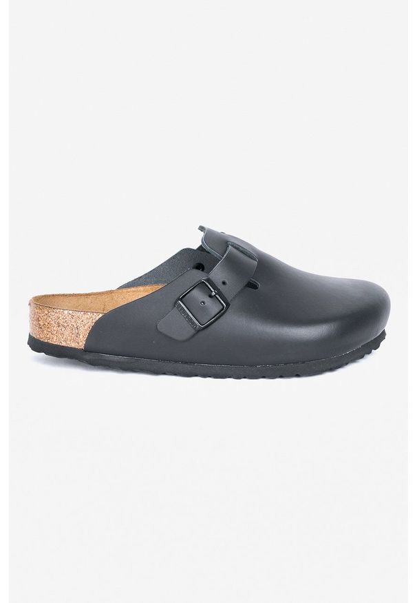 Birkenstock - Klapki Boston. Kolor: czarny. Materiał: skóra, materiał. Wzór: gładki