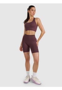4f - 4F Biustonosz treningowy z niskim wsparciem damski - brązowy M/L. Kolor: brązowy. Materiał: elastan, materiał, włókno, dzianina, skóra, syntetyk. Rodzaj stanika: wyciągane miseczki. Sport: fitness, joga i pilates #2