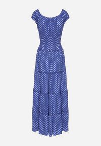 Born2be - Niebieska Sukienka z Wiskozą i Bawełną Ozdobiona Guzikami i Kropkami Lilantea. Okazja: na co dzień. Kolor: niebieski. Materiał: bawełna, wiskoza. Wzór: aplikacja, kropki. Typ sukienki: proste. Styl: klasyczny, casual, elegancki #5