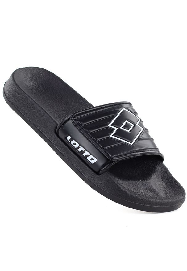 LOTTO - Klapki męskie basenowe lekkie rzep czarne Lotto Flyde. Kolor: czarny. Materiał: guma