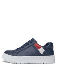 TOMMY HILFIGER - Tommy Hilfiger Sneakersy Flag Low Cut Lace-Up Sneaker T3X9-33356-1355 S Granatowy. Kolor: niebieski. Materiał: skóra