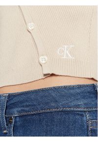 Calvin Klein Jeans Kardigan J20J220707 Beżowy Regular Fit. Kolor: beżowy. Materiał: bawełna