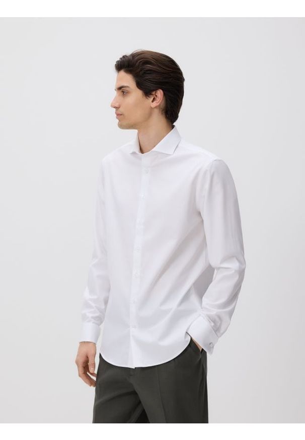 Reserved - Koszula slim z bawełny egipskiej - biały. Kolor: biały. Materiał: bawełna