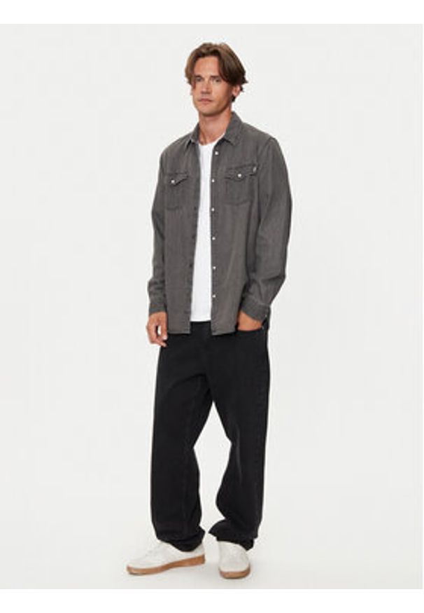 Pepe Jeans Koszula jeansowa PM308586 Szary Regular Fit. Kolor: szary. Materiał: bawełna