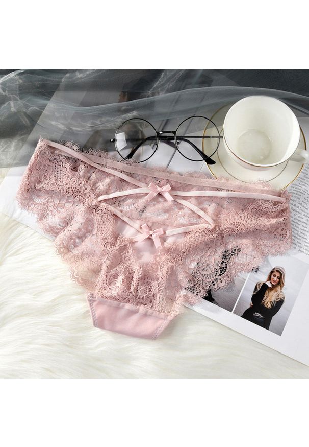 Intica - Stringi koronkowe z paseczkami na specjalne okazje Zeliha. Kolor: różowy. Materiał: koronka. Wzór: koronka