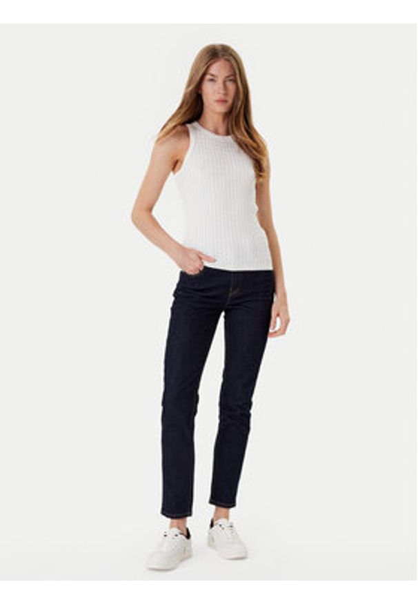 TOMMY HILFIGER - Tommy Hilfiger Top WW0WW45706 Écru Slim Fit. Materiał: bawełna