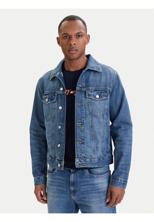 Tommy Jeans Kurtka jeansowa Ryan DM0DM23003 Niebieski Regular Fit. Kolor: niebieski. Materiał: bawełna