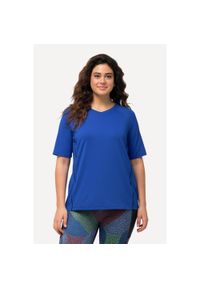 ULLA POPKEN - Damskie T-shirt ochrona UV 50+ dekolt w serek rękaw 1/2. Typ kołnierza: dekolt w serek. Kolekcja: plus size. Kolor: niebieski. Materiał: poliester, materiał, elastan #1