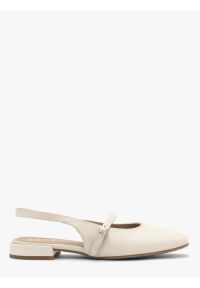 Ryłko - Kremowe czółenka slingback. Zapięcie: pasek. Kolor: beżowy. Materiał: skóra. Obcas: na obcasie. Styl: street, elegancki. Wysokość obcasa: średni