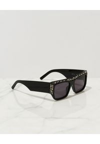 PALM ANGELS - Czarne okulary przeciwsłoneczne Casablanca. Kształt: prostokątne. Kolor: czarny. Wzór: aplikacja #1