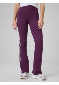 4f - 4F Legginsy z rozszerzanymi nogawkami damskie - burgundowe XS. Okazja: na spacer. Stan: podwyższony. Kolor: czerwony. Materiał: bawełna, materiał, dzianina. Sport: turystyka piesza #2