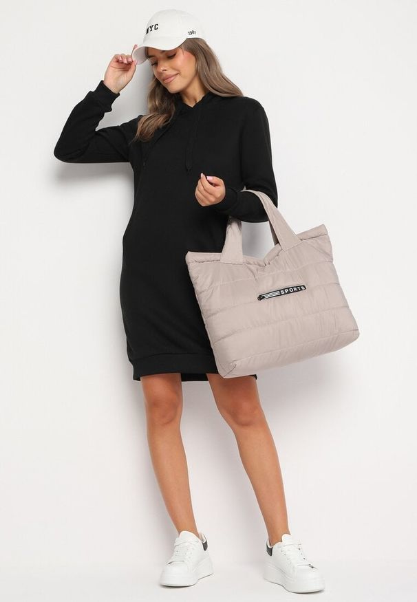 Born2be - Czarna Tunika Bluza z Bawełną Kapturem i Sznurkami Mivilora. Okazja: na co dzień, do pracy. Typ kołnierza: kaptur. Kolor: czarny. Materiał: bawełna. Długość rękawa: długi rękaw. Długość: długie. Styl: sportowy, casual