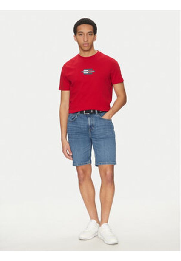 TOMMY HILFIGER - Tommy Hilfiger T-Shirt Flag Box MW0MW38636 Czerwony Regular Fit. Kolor: czerwony. Materiał: bawełna